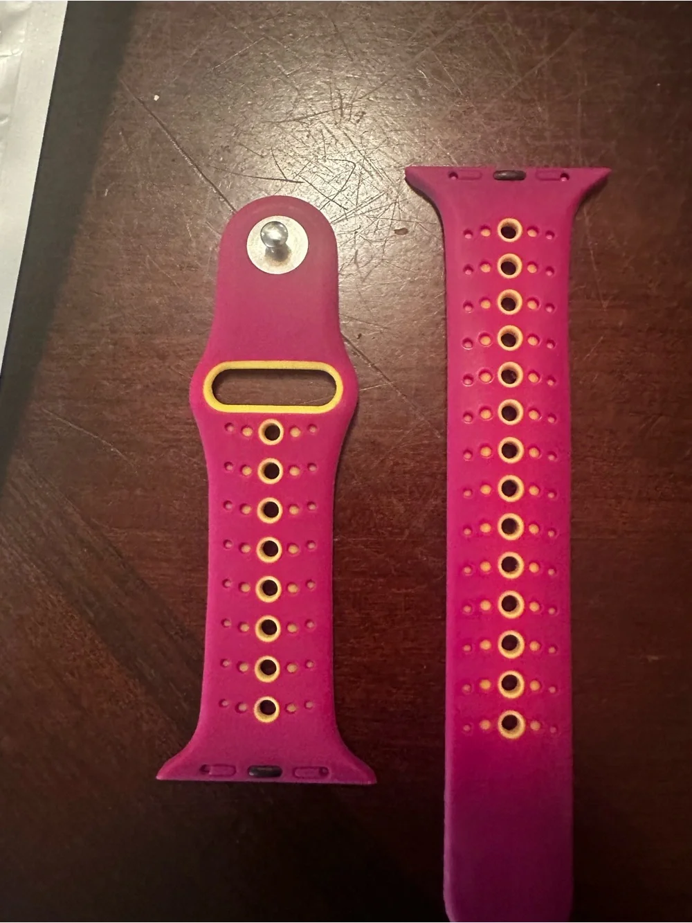 Sport Silicone Watch Band in Magenta with Yellow Accents
